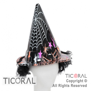 SOMBRERO 1098P CONO BRUJA ESTAMPADO CON PELO x 6